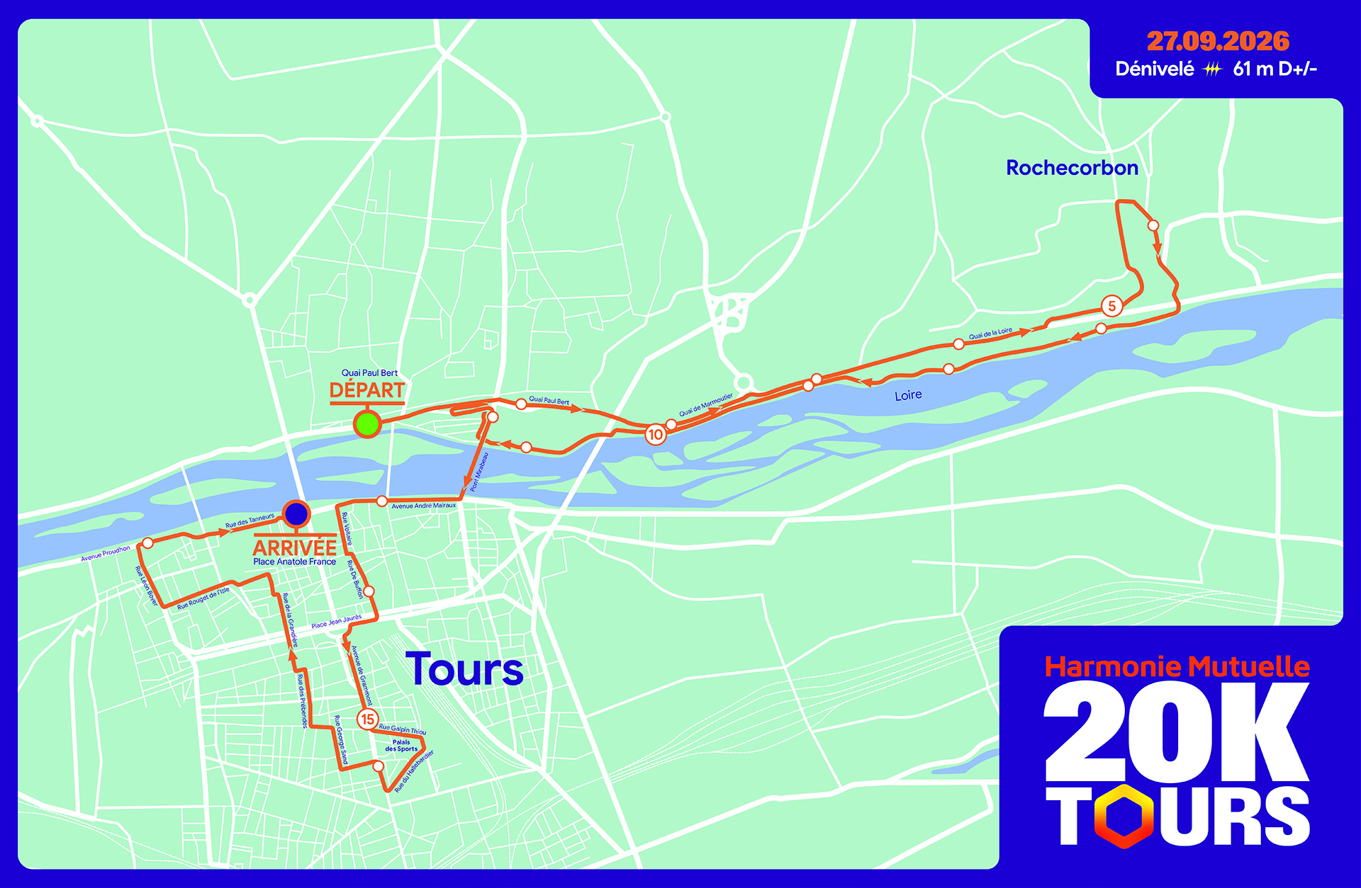 Plan du 20 Km de Tours 2026