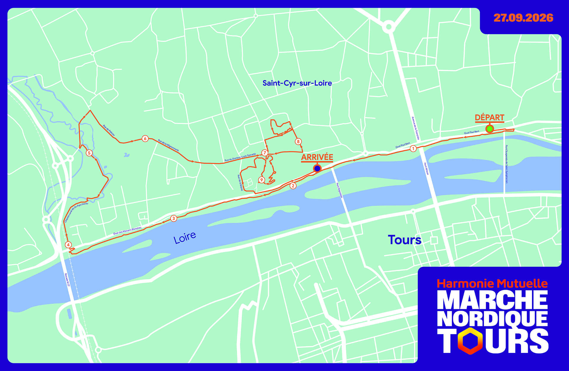 Plan du 10 Km Marche Nordique Harmonie Mutuelle
