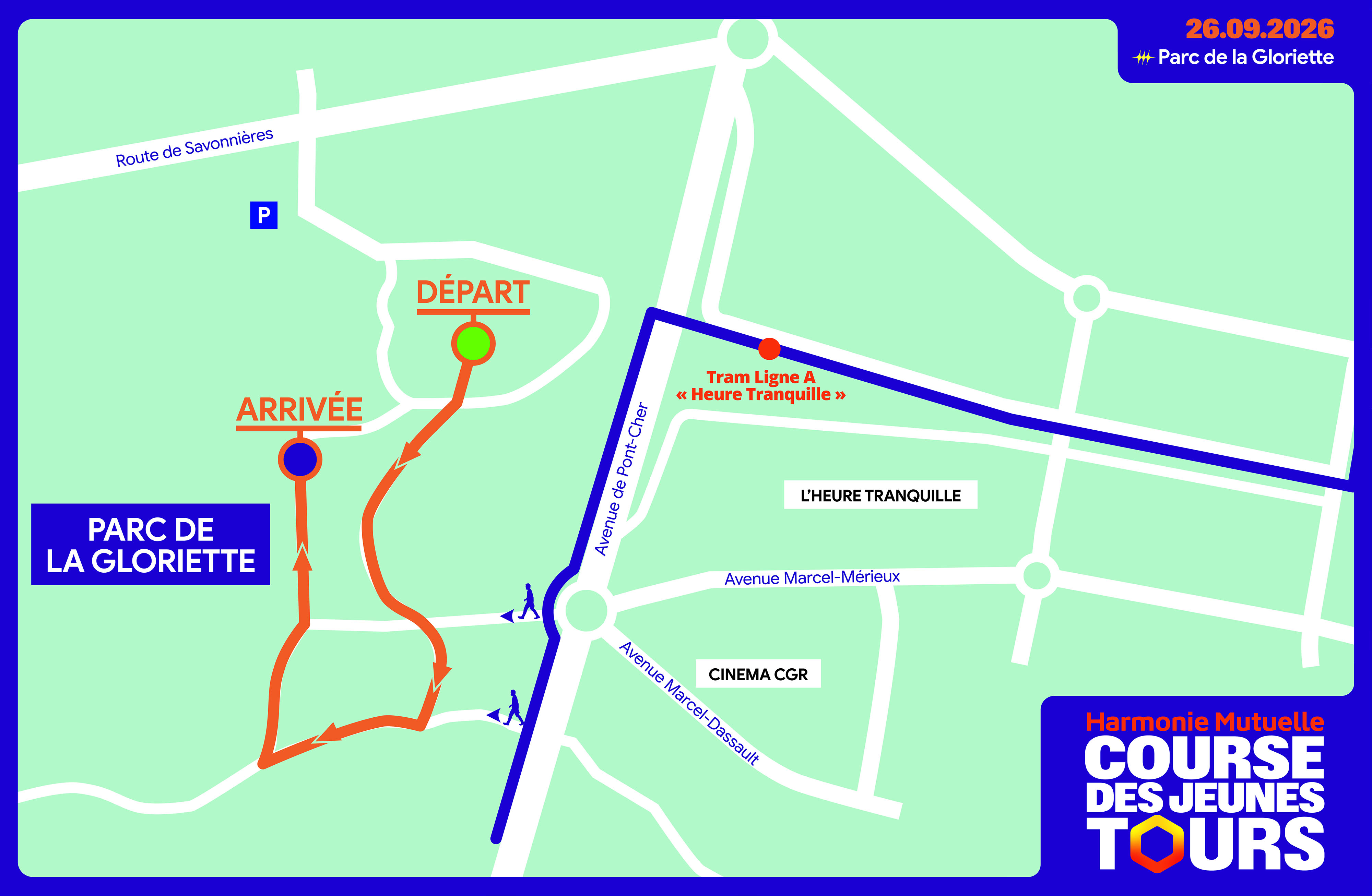 plan parcours course des jeunes tours 